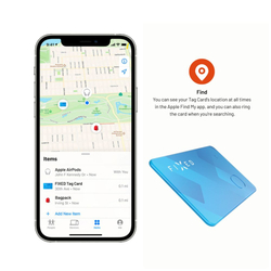 Smart tracker FIXED Tag Card s podporou Find My, bezdrátové nabíjení, modrý