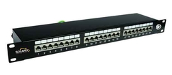 SOLARIX patch panel, CAT6, 24 x  RJ45, STP, černý, 1U