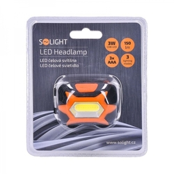 Solight čelová LED svítilna, 3W COB, 3x AAA