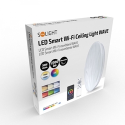 Solight LED smart stropní světlo Wave, 30W, 2300lm, wifi, RGB + CCT, dálkové ovládání