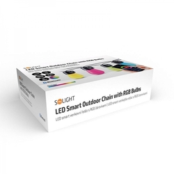 Solight LED smart venkovní řetěz s RGB žárovkami, bluetooth, 15 žárovek, 14m+6m, 10W