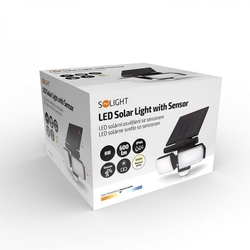 Solight LED solární osvětlení se senzorem, 8W, 600lm, Li-on, černá