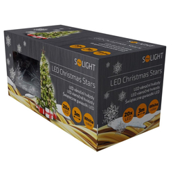 Solight LED vánoční řetěz, hvězdy, 20 LED, 3m, přívod 3m, IP20, bílá