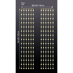 Solight LED vánoční závěs okenní, stříbrný, 300x mini LED, časovač, 8 funkcí, USB