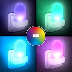 Solight Noční LED RGB světélko se světelným sensorem, volitelná barva světla, 230V 