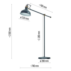 Stojací lampa ARTHUR na žárovku E27, 150cm, tmavě šedá