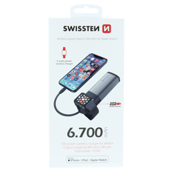 SWISSTEN 2in1 Apple Watch MFI powerbank 6700 mAh