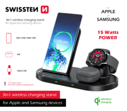 SWISSTEN bezdrátová nabíječka 3v1 station pro Apple a Samsung