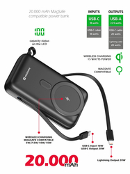 SWISSTEN powerbank 20000 mAh PD 22,5W s integrovanými kabely USB-C A LIGHTNING (kompatibilní s MagSafe) 