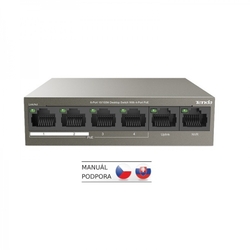 Tenda TEF1106P-4-63W PoE AT switch 4x PoE 802.3af/at, 6x 100Mb/s, PoE celkem 63W, fanless, PoE+