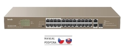 Tenda TEF1126P-24-410W PoE AF / AT switch - 24x PoE 100 Mb/s + 2x Uplink 1Gb/s RJ45/SFP,PoE+ 370W