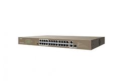 Tenda TEF1126P-24-410W PoE AF / AT switch - 24x PoE 100 Mb/s + 2x Uplink 1Gb/s RJ45/SFP,PoE+ 370W