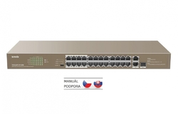 Tenda TEF1126P-24-410W PoE AF / AT switch - 24x PoE 100 Mb/s + 2x Uplink 1Gb/s RJ45/SFP,PoE+ 370W