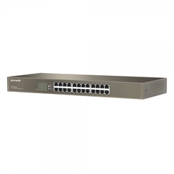 Tenda TEG1024G 24x Gigabit Switch, Fanless-bez ventilátorů, Rackmount 19", ochrana proti přepětí