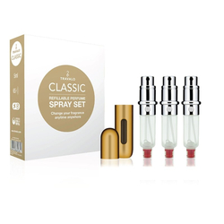 Travalo Classic HD dárková sada Gold (plnitelný rozprašovač parfémů 3 x 5 ml + pouzdro)