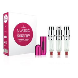 Travalo Classic HD dárková sada Hot Pink (plnitelný rozprašovač parfémů 3 x 5 ml + pouzdro)