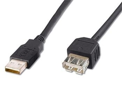 USB 2.0 kabel prodlužovací, A-A, 0,5m černá