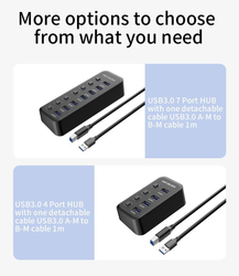 USB 3.2 Superspeed HUB 4-portový s vypínači portů