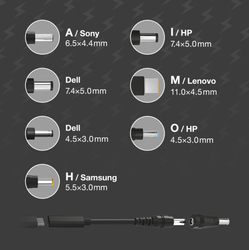 USB-C adaptér pro notebooky a ultrabooky se 7 výměnnými koncovkami