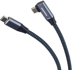 USB-C zahnutý kabel ( USB 3.2 GEN 2x2, 5A, 100W, 20Gbit/s ) 3m hliníkové krytky konektorů, bavlněný oplet