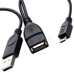 USB redukce kabel USB A/female+USB A/male - microUSB/male OTG