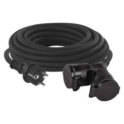 Venkovní prodlužovací kabel 10m / 2 zásuvky / černý / guma / 230 V / 1,5mm2