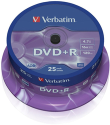 Verbatim DVD+R 16x, 4,7GB, 25 ks (Spindl)