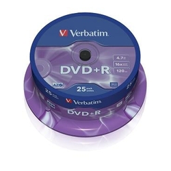 Verbatim DVD+R 16x, 4,7GB, 25 ks (Spindl)