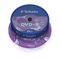 Verbatim DVD+R 4,7GB 16x Matt Silver cake 25 ks