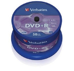 Verbatim DVD+R 4,7GB  16x Matt Silver spindl 50 ks