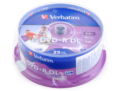 Verbatim DVD+R DL Printable 8x, 8,5 GB, 25 ks (Spindl)