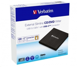 VERBATIM externí mechanika DVD-RW Rewriter USB-C, černá