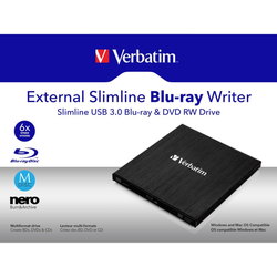 Verbatim Slimline Blu-ray Writer, externí Blu-ray vypalovačka, USB 3.0