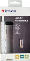 VERBATIM USB-C Multiport HUB, 2x USB 3.0, 1x USB-C, HDMI, šedá dokovací stanice