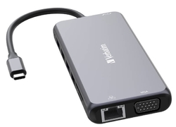 Verbatim USB-C Multiport HUB, 3x USB 3.2, 1x USB-C, 2x HDMI, 1x LAN