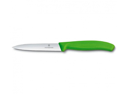 Victorinox Nůž na zeleninu s vlnkovaným ostří zelený, 10 cm